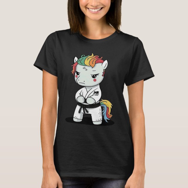 Karate Unicorn in Keikogi  Japanese Karateka T Shirt (Framsida)