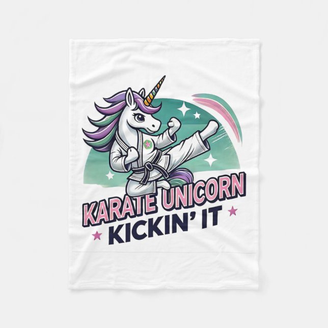 Karate Unicorn Kickin'it Martial Arts Fleecefilt (Framsidan)