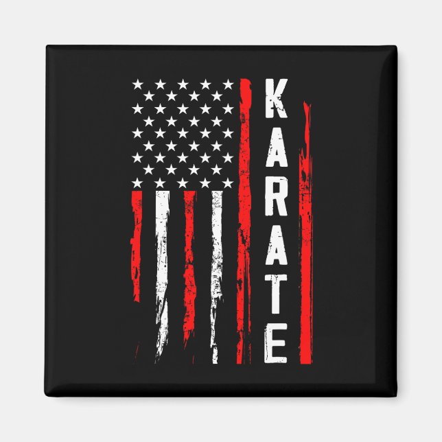 Karate Usa American Flagga Magnet (Framsidan)
