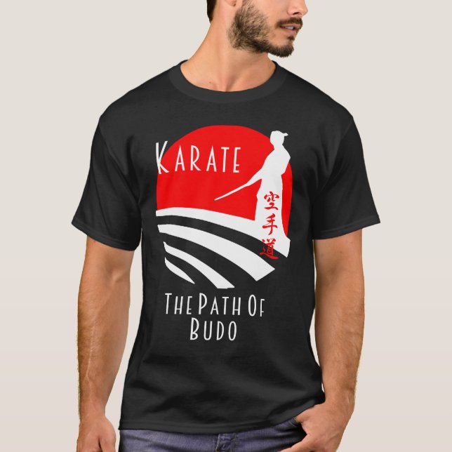 Karate Väg i Budo, Samurai Martial Arts Bushido T Shirt (Framsida)