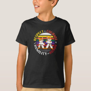 Karate Values - Cute Sparring Fox Silhouettes T Shirt