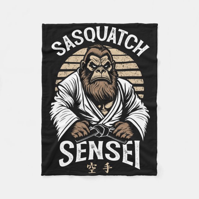Karate Warrior Legend Sasquatch Sensei Bigfoot Mar Fleecefilt (Framsidan)