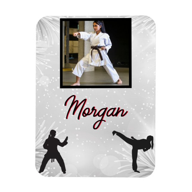 Karate Winter  Personlig Photo & Namn Magnet (Vertikal)