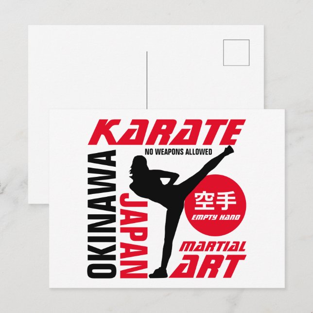 Karate Woman Vykort (Fram/baksida)