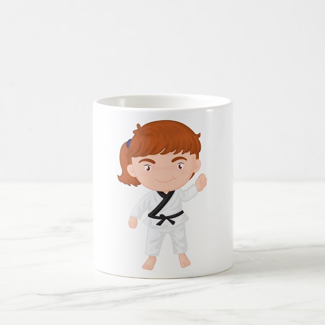 Karateflicka Barn Kampsport Karaktär Kaffemugg (Skapare uppladdad)