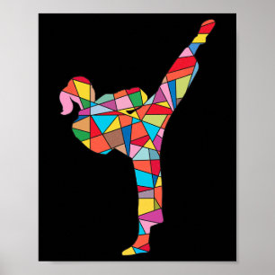 Karateflicka kampsport barn kvinnor Taekwondo flic Poster