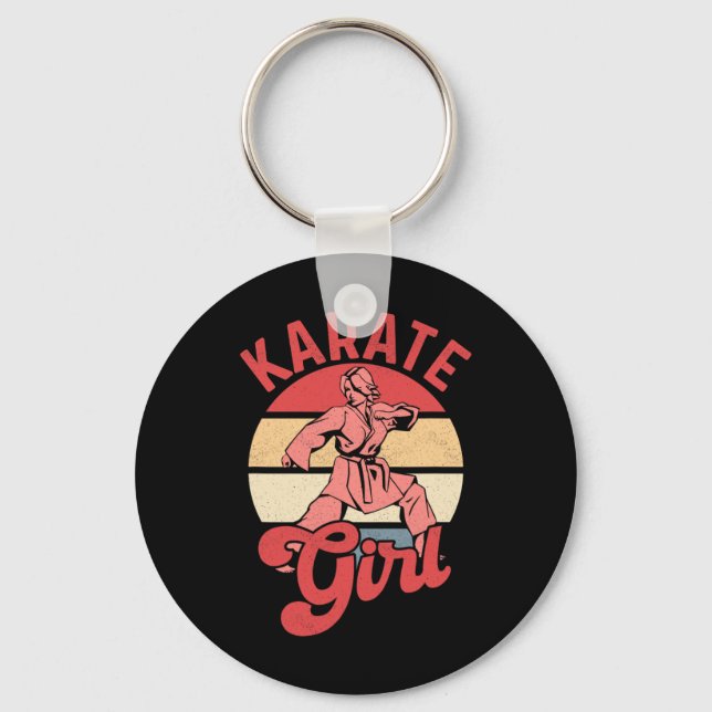 Karateflicka Karateka Självförsvarskämpe  Nyckelring (Framsida)