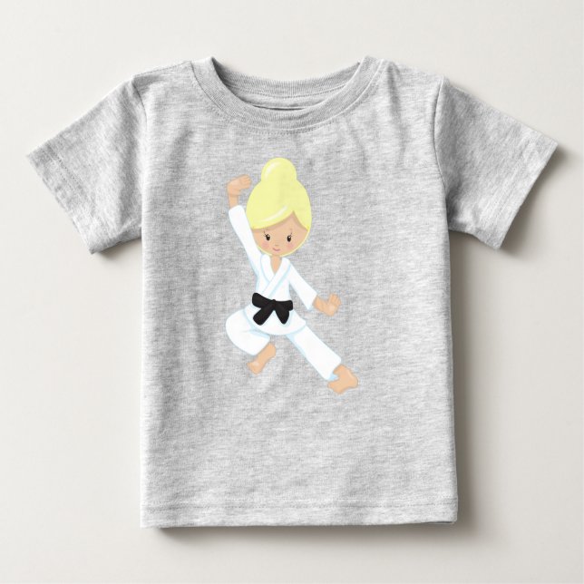 Karateflicka, Söt Flicka, Svart Bälte, Blont Hår T Shirt (Framsida)