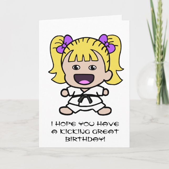 Karatefödelsedagkort för flickor kort (Framsida)