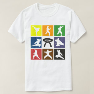 Karateka Silhouettes in Pop Art Karate Bälte Färg T Shirt