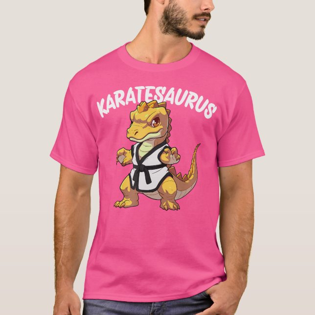 Karatesaurus Dinosaur Karate T Shirt (Framsida)