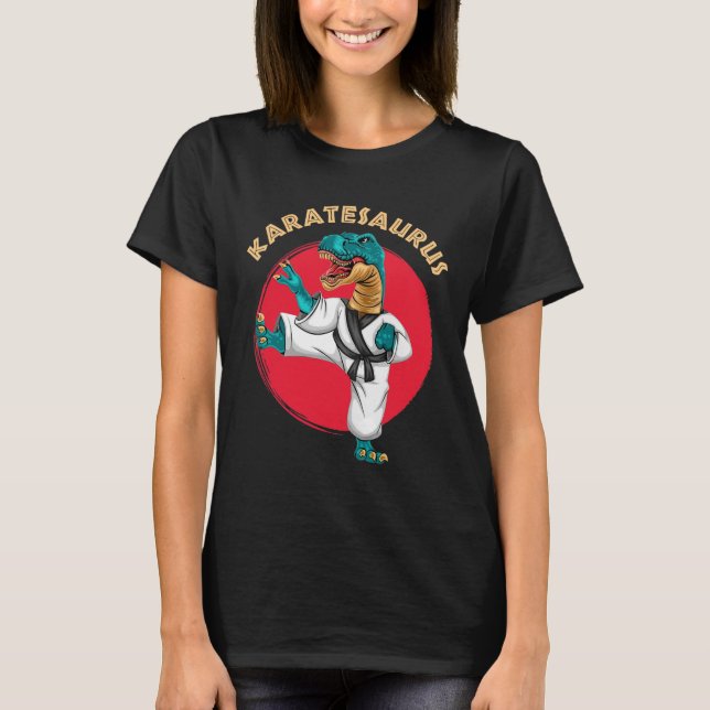 Karatesaurus Funny Karate Dinosaur  T Shirt (Framsida)