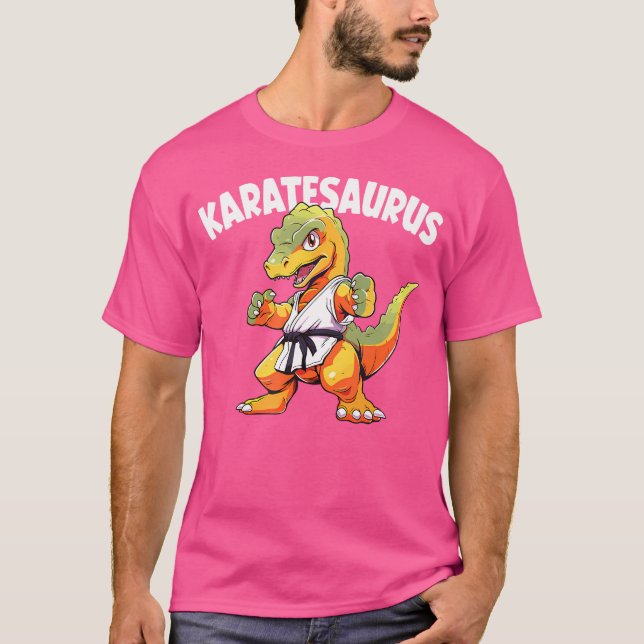 Karatesaurus Karate Dinosaur T Shirt (Framsida)