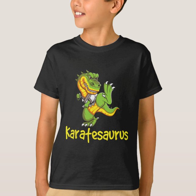 Karatesaurus - Karateka Martial Arts Self Defense T Shirt (Framsida)