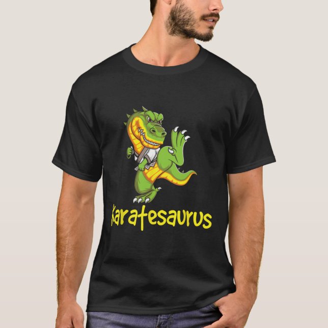 Karatesaurus - Karateka Martial Arts Self Defense T Shirt (Framsida)