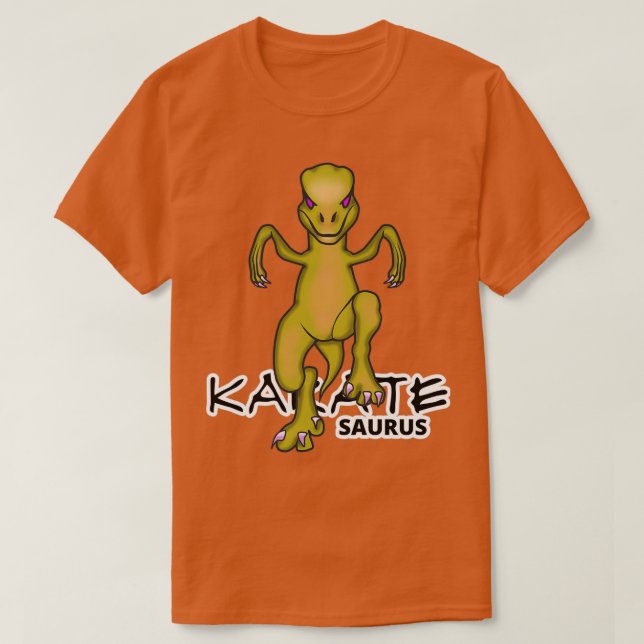 Karatesaurus Raptor Crane Kick Funny Dino Karate T Shirt (Design framsida)