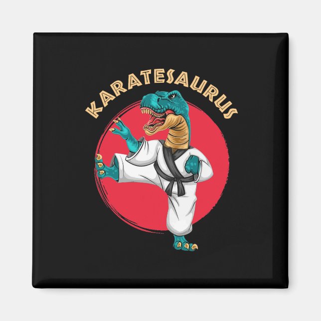 Karatesaurus Rolig Karate Dinosaur  Magnet (Framsidan)