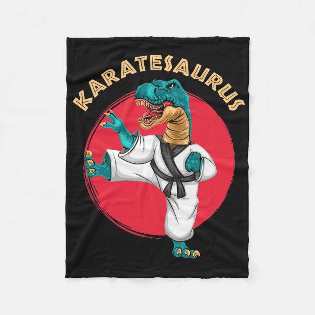 Karatesaurus Rolig Karate Dinosaurie  Fleecefilt (Framsidan)