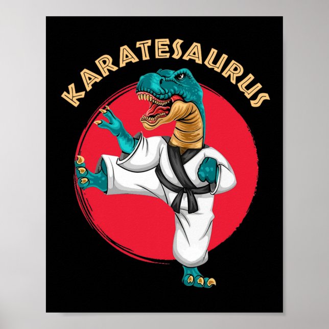 Karatesaurus Rolig Karate Dinosaurie  Poster (Framsidan)