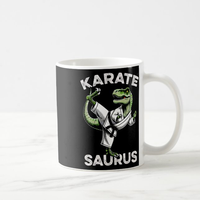 Karatesaurus T-rex Karate Dino Funny Dinosaur Mart Kaffemugg (Höger)