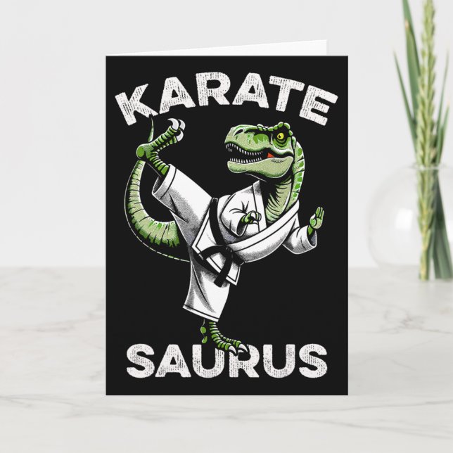 Karatesaurus T-rex Karate Dino Rolig Dinosaurie Ka Kort (Framsida)