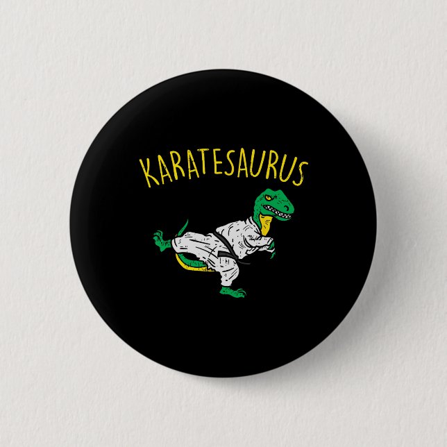 Karatesaurus Trex Karate Rolig Dinosaur Kampsport Knapp (Framsida)