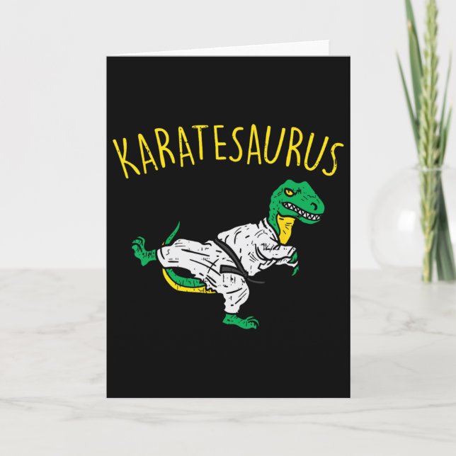 Karatesaurus Trex Karate Rolig Dinosaur Kampsport Kort (Framsida)