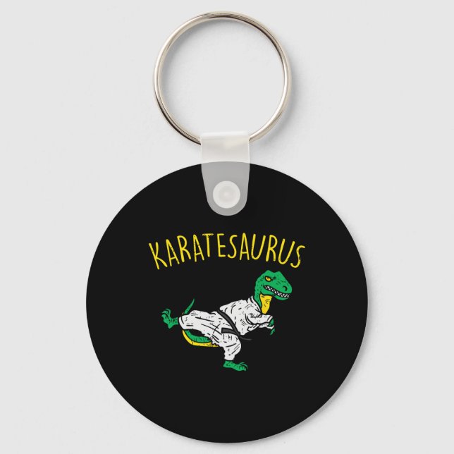 Karatesaurus Trex Karate Rolig Dinosaur Kampsport Nyckelring (Framsida)
