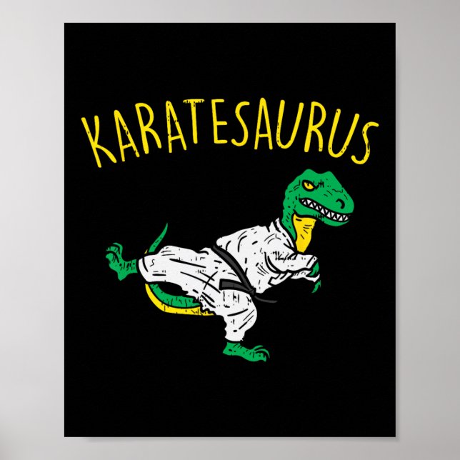 Karatesaurus Trex Karate Rolig Dinosaur Kampsport Poster (Framsidan)