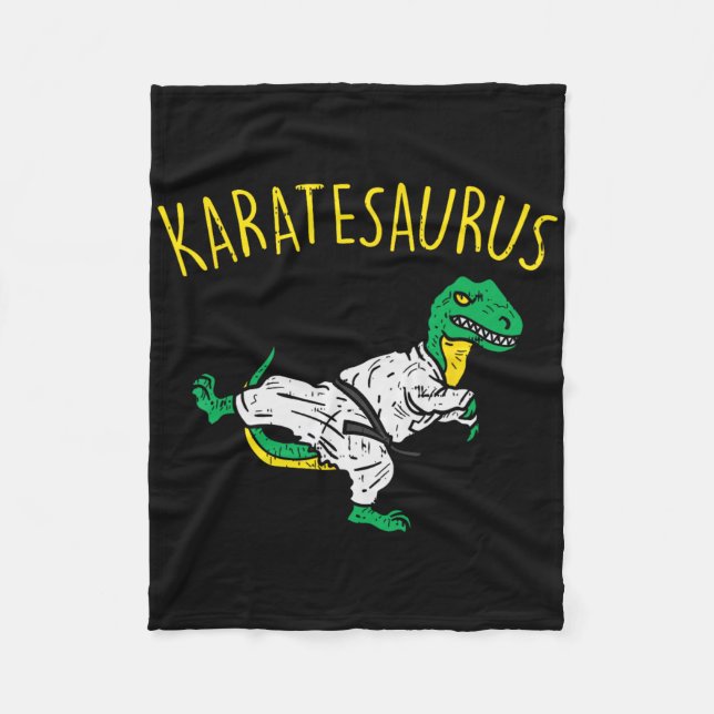 Karatesaurus Trex Karate Roligt Dinosaurie Kampspo Fleecefilt (Framsidan)
