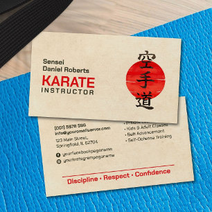 Karatinstruktör - Japanska Kanji och sol Visitkort
