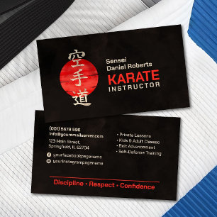Karatinstruktör - Japanska Kanji och sol Visitkort