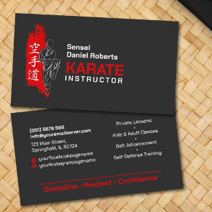 Karatinstruktör - Kanji och karateka silhouette Visitkort