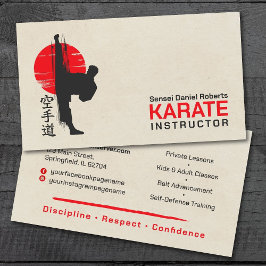 Karatinstruktör - Kanji och karateka silhouette Visitkort