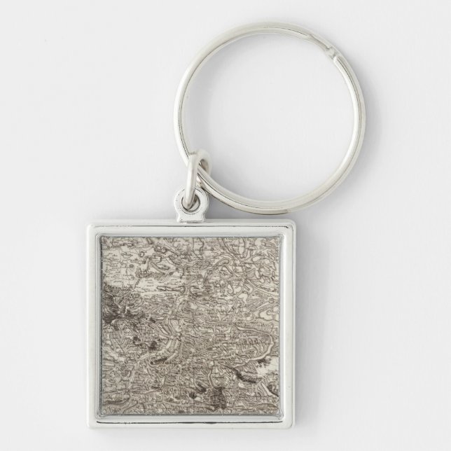 Karcassonne Fyrkantig Silverfärgad Nyckelring (Framsidan)