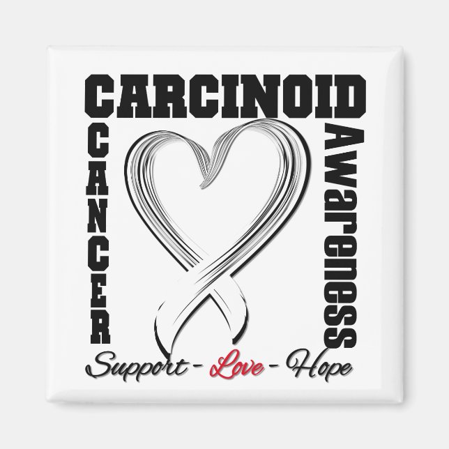 Karcinoider Cancer Awareness Heart Ribbon Magnet (Framsidan)