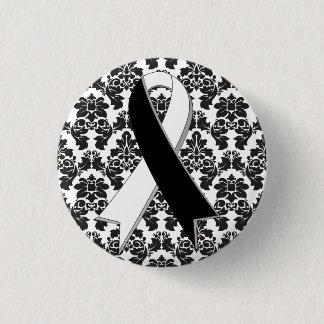 Karcinoider Cancer Damask Black and White Ribbon Knapp