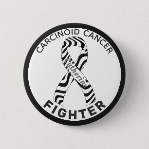 Karcinoider Cancer Fighter Ribbon White Button Knapp