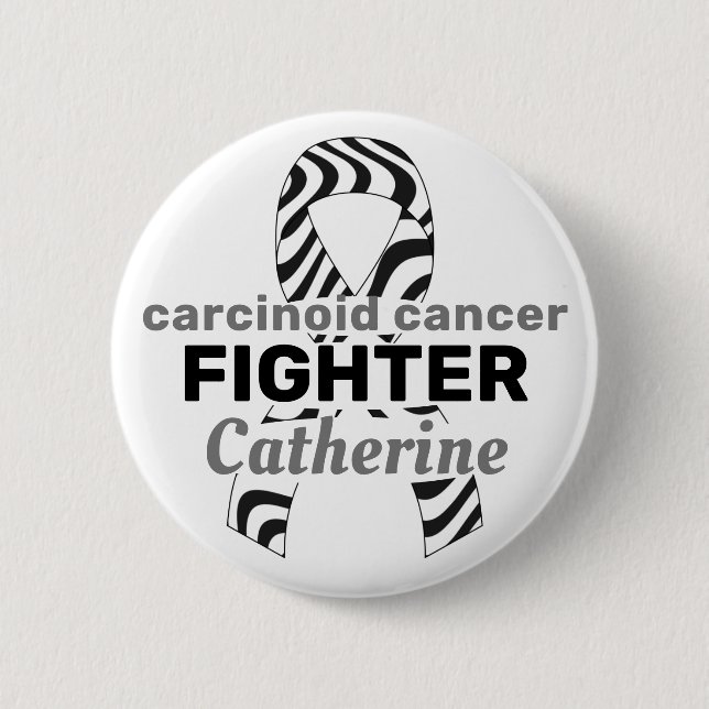 Karcinoider Cancer Ribbon White Button Knapp (Framsida)