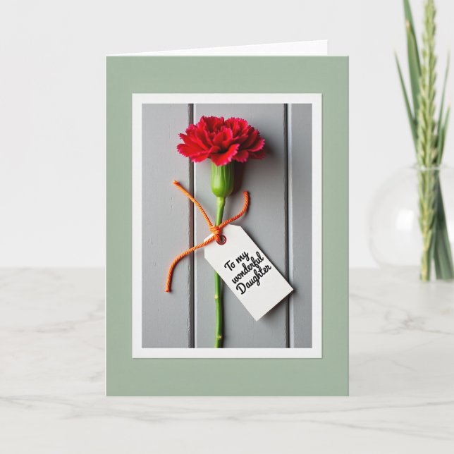 Kard för dotter med scharlakansröda blommor kort (Framsida)