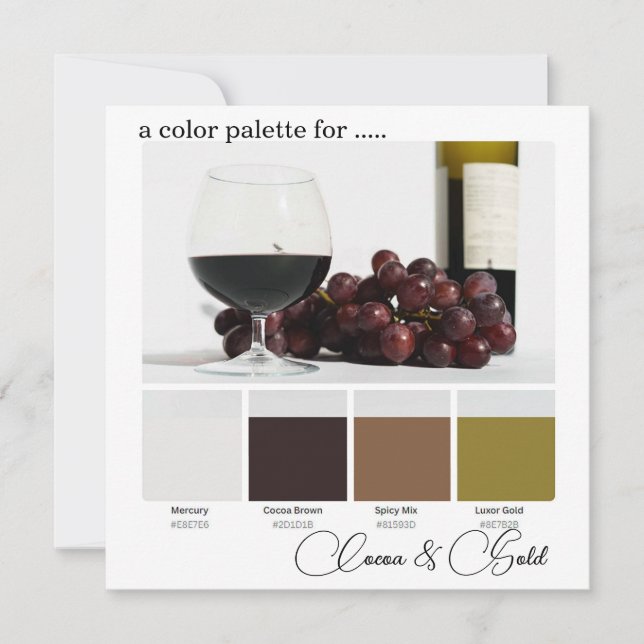 Kard för färgpalett i Cocoa Brown Gold elegant fär Inbjudningar (Framsida)