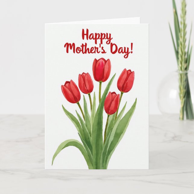 Kard för röda blommor dag kort (Framsida)