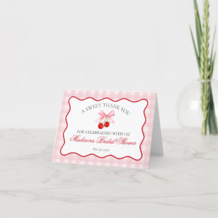 Kard för tack med söta rosa körsbärstema och roset kort