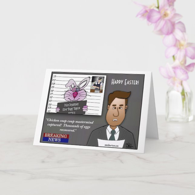 Kard med fängslad påskharen för äggstöld kort (Orkide)