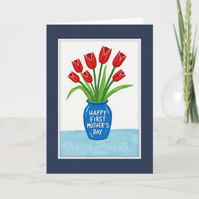 Kard med mönster i scharlakansröda blomningar kort (Framsida)