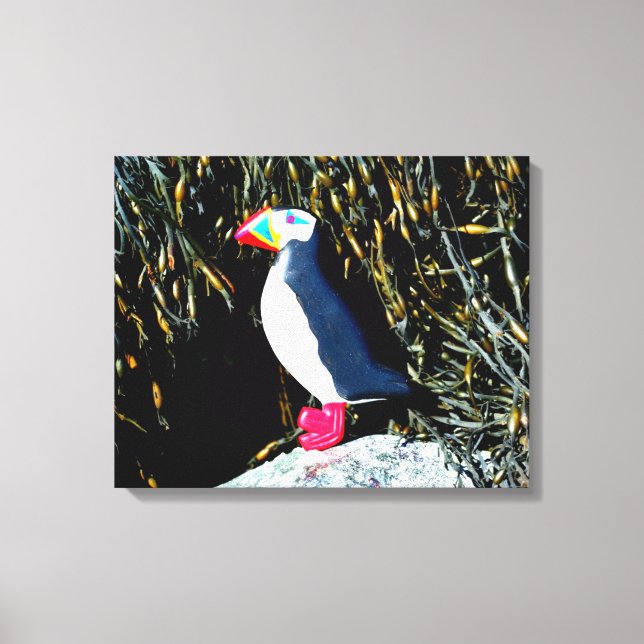 kardad atlantisk puffin-omslagen duva canvastryck (Framsida)