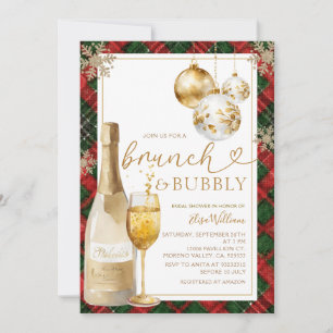 Kardad Brunch och Bubbly Guld Bröllopsfest  Inbjudningar