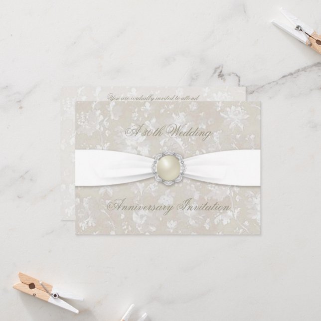 Kardad Damask 30 års jubileum 11x15,5 cm Invitatio Inbjudningar (Fram/Back In Situ)