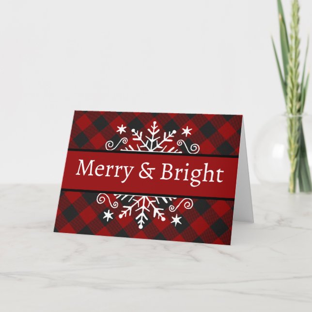 Kardad Merry & Bright snöflinga vykort (Framsida)