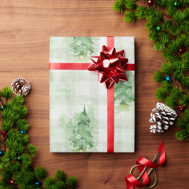 Kardad och tall vinter presentpapper (Julgåva)